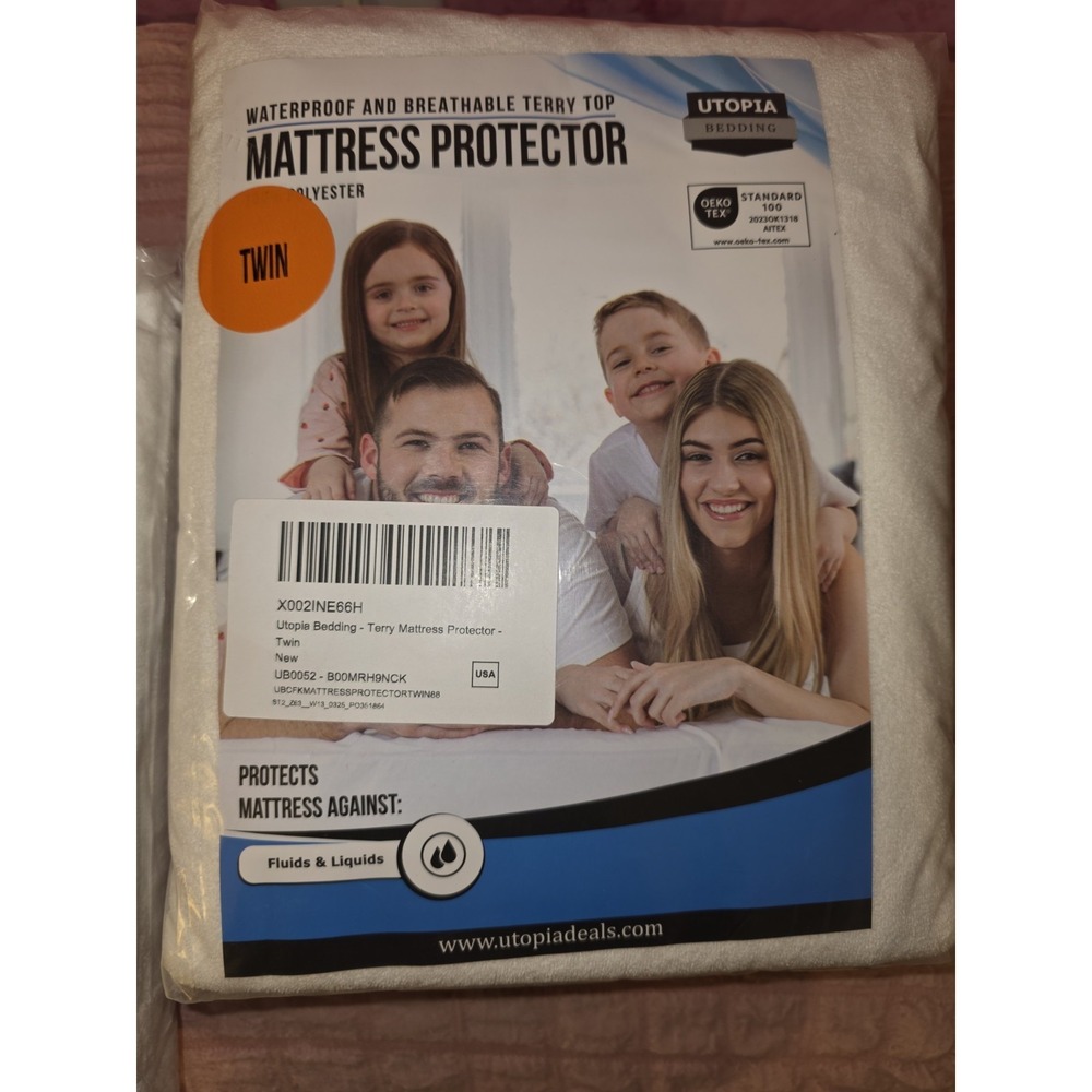 2 Utopia Bedding Twin Waterproof Breathable Mattress Protectors Terry Top NWT